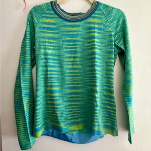 Missoni space dyed  Striped Knit Sweater wool blend green $880 crew neck